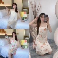 ราคา ชุดนอนผู้หญิง ชุดนอนเดรสกระโปรง ลายพิมพ์บางเฉียบ ผ้านิ่ม ใส่สบาย ผ้านิ่ม สไตล์เกาหลีน่ารัก ใส่ได้ทั้งคนผอมและคนอ้วน Q341 (28703058373)
