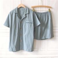 ราคา ชุดนอน muji ชุดนอนผ้าฝ้ายลายสก๊อตผู้ชายญี่ปุ่น Muji กางเกงขาสั้นแขนสั้นฤดูร้อน ปก ผ้าฝ้ายบาง (29706025718)