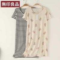 ราคา ชุดนอน muji MUJI MUJI การค้าต่างประเทศผู้หญิงผ้าฝ้ายบางคอกลมแขนสั้นขนาดกลางบ้านกระโปรงชุดนอนกระโปรงชุดนอนอาบน้ํา (29356025818)