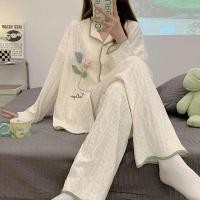 ราคา muji เสื้อ MUJI ฤดูใบไม้ผลิและฤดูใบไม้ร่วงชุดนอนผ้าฝ้ายแขนยาวผู้หญิงหวานญี่ปุ่นเสื้อคาร์ดิแกนดอกไม้สดขนาดเล็ก (28056191394)