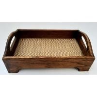 ราคา ถาดไม้มีหูจับ ทำด้วยไม้ งาน Handmade ฐานมีลายไทยสวยงาม สำหรับเสิร์ฟอาหาร (16688747225)