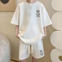 ราคา ชุดเซทผู้ชาย แขนสั้น ขาสั้น ทรงโอเวอร์ไซส์ ผ้าวาฟเฟิล ลายหมี (20571374621)