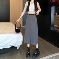 ราคา กระโปรงสีเทาความยาวกลาง 2023 ฤดูร้อนสไตล์ใหม่เอวสูงกระโปรง A Line Slim fit Slimmer ดูแยกชุดกระโปรง (28654621478)
