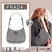 ราคา Prada Cleo กระเป๋าสะพายข้างผู้หญิงประดับคริสตัลซาติน เพชร รูปแบบใหม่ (28603003450)