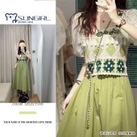 ราคา ชุดเสื้อแขนพัฟ ผ้าถักโครเชต์ แบบบาง เอวสูง สไตล์ชนเผ่า เหมาะกับฤดูร้อน สําหรับผู้หญิง มีสองชิ้น (24076022014)