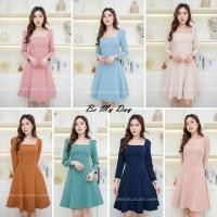 ราคา เดรสคอกว้าง แขนยาวกระโปรงบาน งานผ้าเกรดพรีเมี่ยม พร้อมส่ง เดรสสั้น ชุดออกงาน ชุดราตรี (24433970258)
