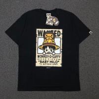 ราคา เสื้อยืดผ้าฝ้ายอะนิเมะA BATHING APE เสื้อยืด พรีเมี่ยม ลาย Ape X ONEPIECE BABY MILO WANTED สีดํา สําหรับเด็ก sizes 5xl (20334618620)