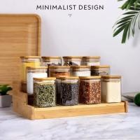 ราคา โถเก็บของทรงสี่เหลี่ยมโปร่งใสชาหลายเมล็ดกาแฟขนมที่เก็บขวดปิดผนึกที่เก็บของในครัวขวดแก้วพร้อมฝาไม้ขวดแก้ว (24732985364)