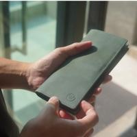 ราคา กระเป๋าสตางค์หนังแท้Wallerรุ่นหนังนูบัคทรงยาวสีเทาหนังวัว (12180159107)