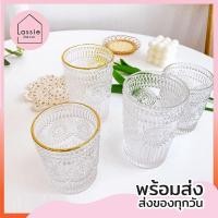 ราคา พร้อมส่ง แก้วใสคริสตัล สไตล์คาเฟ่ ขอบทอง ขอบใส มี 2 ขนาด เรียบหรูดูแพง ถูกที่สุด LassieDecor (20601288398)