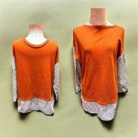 ราคา เสื้อสเวตเชิ้ต ทูโทน แขนยาว คอกลม สีส้มอิฐ ทรงหลวม แฟชั่นเกาหลี (25983001746)