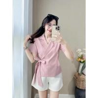 ราคา เสื้อทำงาน ป้ายหน้า ผูกโบว์ข้าง สีเรียบหรูผ้าสก๊อตญี่ปุ่น (19535003815)