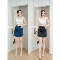 ราคา กระโปรงยีนส์ทรงเอเรียบแบบน่ารักผ้ายืดเอวสูง 5691 (20359646464)
