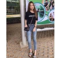 ราคา กางเกงยีนส์เอวสูง ป้ายWOWเป็นผ้ายืด ใส่สวยใส่สบายเก็บทรงได้ดี (3104611439)