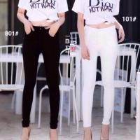 ราคา กางเกงยีนส์สีขาวสีดำผ้ายืดเอวสูง (2550484464)