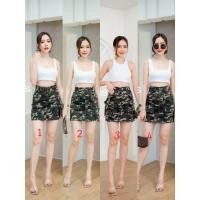 ราคา กระโปรงยีนส์สั้นทรงเอลายทหารผ้าไม่ยืดเอวสูง 5689 (17990062803)