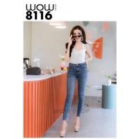 ราคา กางเกงยีนส์แฟชั่น ป้ายwowเป็นผ้ายืดขาเดฟเอวสูง (4223057873)