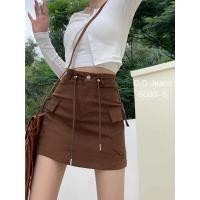 ราคา 5693 6 กระโปรงทรงสั้นผ้ายืดสีน้ำตาลดีไซร์กระเป๋ากล่องข้างพร้วมเชือกผูกเอวแบบเก๋ๆ ผ้าหนายืดได้เยอะ (21793373918)