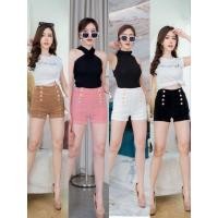 ราคา กางเกงยีนส์ขาสั้นผ้าลูกฟูกผ้ายืดเอวสูงกระดุมทองหน้า 5603 (22514185145)