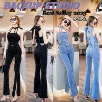 ราคา ชุดเซ็ทยีนส์ขาม้าผ้ายืดเอวสูงป้ายBack up BU8066 (22319608466)