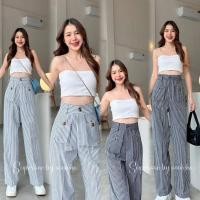 ราคา กางเกงลายริ้วผ้าลินิน (22754981615)