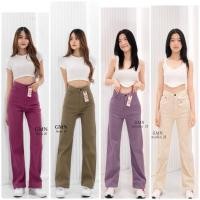 ราคา กางเกงยีนส์ทรงกระบอก ทรงสลิม เอวสูงยีนส์ยืดแท้ (24007284729)