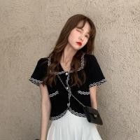 ราคา 现货直发 2024 Chanel Style Short Top Womens Loose Thin Cardigan Doll Collar Short Sleeve Jacket 6 ม11 (27902461302)