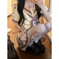 ราคา พร้อมสต็อกชุดกะลาสีกองทัพเรือเสื้อคอปกด้านบนเอวสูงกระโปรงจีบชุดสีชมพูสไตล์หวานสไตล์อ่อนโยนสไตล์กระโหลกแฟชั่นสไตล์ญี่ปุ่น อิน (29006582243)