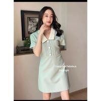 ราคา ส่งต่อ เดรสสั้นผ้าสูท คอปก ตีเกล็ดหน้า งานทูโทน2สี ไซส์M งานป้าย Classy มีตำหนินิด ขอคนรับได้ (23556870491)