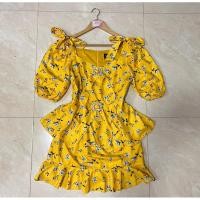ราคา ส่งต่อ เดรสสั้นดอกเหลือง แต่งระบาย งานซับในกางเกง ไซส์L งานป้าย Nannapat ทรงสวย ใส่ทำงานได้ (23566430356)