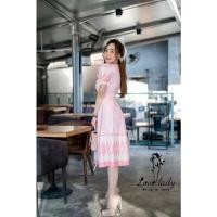 ราคา ใหม่มือ1 เดรสชมพูลายไทยแขนตุ๊กตา เข็มขัด ไซส์L งานป้าย jariya ทรง สี ตามภาพ (23470208470)