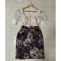 ราคา ใหม่มือ1 เดรสผ้าทอลายดอกม่วง แต่งผ้ารังผึ้งซีทรู ไซส์L งานป้าย valley girl ทรงสุภาพ ใส่ทำงาน ใส่ออกงาน ทำบุญได้ (23246884503)