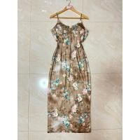 ราคา ใหม่มือ1 เดรสยาวสายเดี่ยวลายดอกสีน้ำตาล งานผ่าข้าง มีฟองนม ไซส์L งานป้าย Aurora (22372697021)