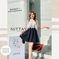 ราคา ใหม่มือ1 เดรสดำสายเดี่ยวผูกไหล่ แต่งลูกไม้หน้าอก ไซส์M งานป้าย Nittaya ทรงดี ใส่สวย (15197032852)