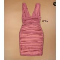 ราคา ส่งต่อ เดรสทรงย่น ทรงรัดรูป งานเซ็กซี่ สีชมพูออกนู๊ด ไซส์L งานป้าย linda ทรงสวย ใส่ออกงานได้ (15196761660)