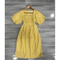ราคา ส่งต่อ เดรสยาวแขนตุ๊กตา ลายสก็อตสีเหลือง มีซับใน ซิปหลัง ไซส์ xs งานป้าย lyn around แท้ ผ้าดี ทรง สี ตามภาพ (28151389867)