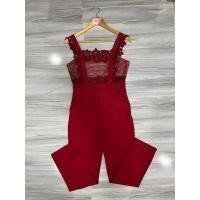 ราคา ส่งต่อ จั้มยาวสายเดี่ยวสีแดงไวน์แต่งลูกไม้ซีทรูมีซับใน ซิปหลัง ไซส์m lต้นๆใส่ได้ งานป้าย Orange Juice ผ้าดี ใส่สวย (27656970127)