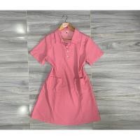 ราคา ส่งต่อ เดรสสั้นคอปกสีชมพู งานผ้าวาฟเฟิลยืดนิด แต่งกระเป๋าหน้าใช้งานได้จริง ไซส์xl l xl ใส่ได้ งานป้าย cici ผ้าดี ใส่สวย (27251051295)