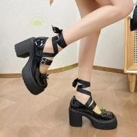 ราคา บาสม์รองเท้าส้นสูงแมรี่เจนรองเท้าผู้หญิง2024รุ่นใหม่ฤดูร้อนย้อนยุคหัวกลมโบว์หนาพื้นรองเท้าส้นหนา JK รองเท้าหนังทรงพั้มพ์ (27056294404)