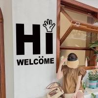 ราคา สวัสดี ภาษาอังกฤษสติกเกอร์ตกแต่งร้านสติกเกอร์หน้าต่างกระจกสติกเกอร์ประตูร้านชานมคาเฟ่สติ๊กเกอร์ติดผนัง (28506947657)