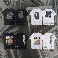 ราคา AAPE Bape X Unfathout Jungle Camo พิมพ์เสื้อยืดมัดย้อมคู่แขนสั้นลิงลำลองด้านบน OVOERSIZE (26556959701)