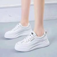 ราคา รองเท้าผ้าใบ เสริมส้น หนังนิ่ม สีขาวล้วน A 1 (4943797873)