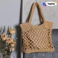 ราคา Tatagtap Bohemian Beach Bag สําหรับผู้หญิง สานความจุสูงกระเป๋าถือกลวง Hollow Out Handmadeทนต่อการสึกหรอHandmade Kintted Travel Shpping Totes (29706125766)