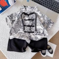 ราคา เสื้อแจ็กเก็ต คอจีน และกางเกง สองชิ้น สไตล์ฮั่นฝู สําหรับเด็กผู้ชาย 2024 (25425705654)