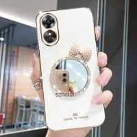 ราคา เคส OPPO A79 A18 A38 A58 A78 A98 กรณีโทรศัพท์ชุบสุดหรู กรณีโทรศัพท์พร้อมกระจกแต่งหน้าโบว์มุก เคสโทรศัพท์ OPPO A79 A18 A38 A58 A78 A98 (26851793778)