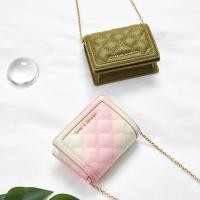 ราคา กระเป ๋ าสตางค ์ ผู ้ หญิง Cnk22 CK6 50701179 Quilted Plaid chain Crossbody Bag card wallet cln wallet chain (28503161583)