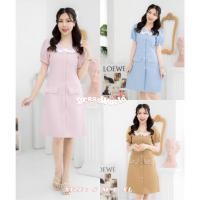 ราคา S XL 1035 งานป้าย Dress World ชุดเดรสสั้นคอปก แต่งกระเป๋า กระดุมหลอก เรียบหรูดูแพงเลยจ้า (23745707551)