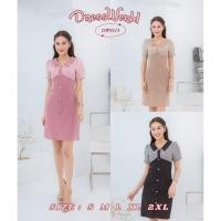 ราคา S 2XL 9313 งานป้าย Dress World ชุดเดรสสั้นคอปก ช่วงบนลายสก๊อต รีบจับจองเลยน๊า (19177195087)