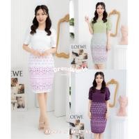 ราคา S XL 1062 งานป้าย Dress World ชุดเดรสสั้น พิมพ์ลายไทย แต่งกระดุมอก เรียบหรูดูแพงเลยจ้า (17897823604)