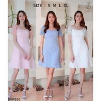 ราคา S XL 9260 งานป้าย Dress World ชุดเดรสสั้น แขนลูกไม้ แต่งกระดุมหน้า ชุดนี้ใส่ได้ทุกงานเลยน๊า (19953044120)